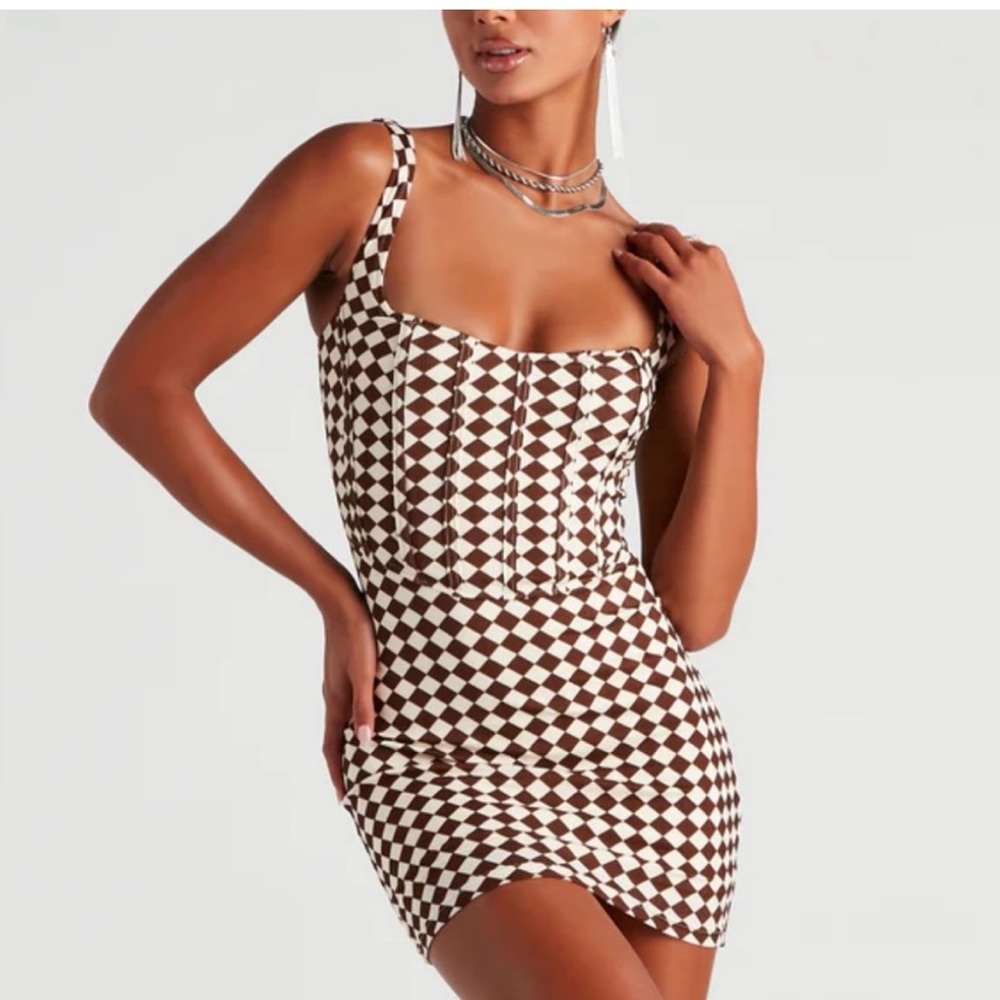 Checkered mini dress
